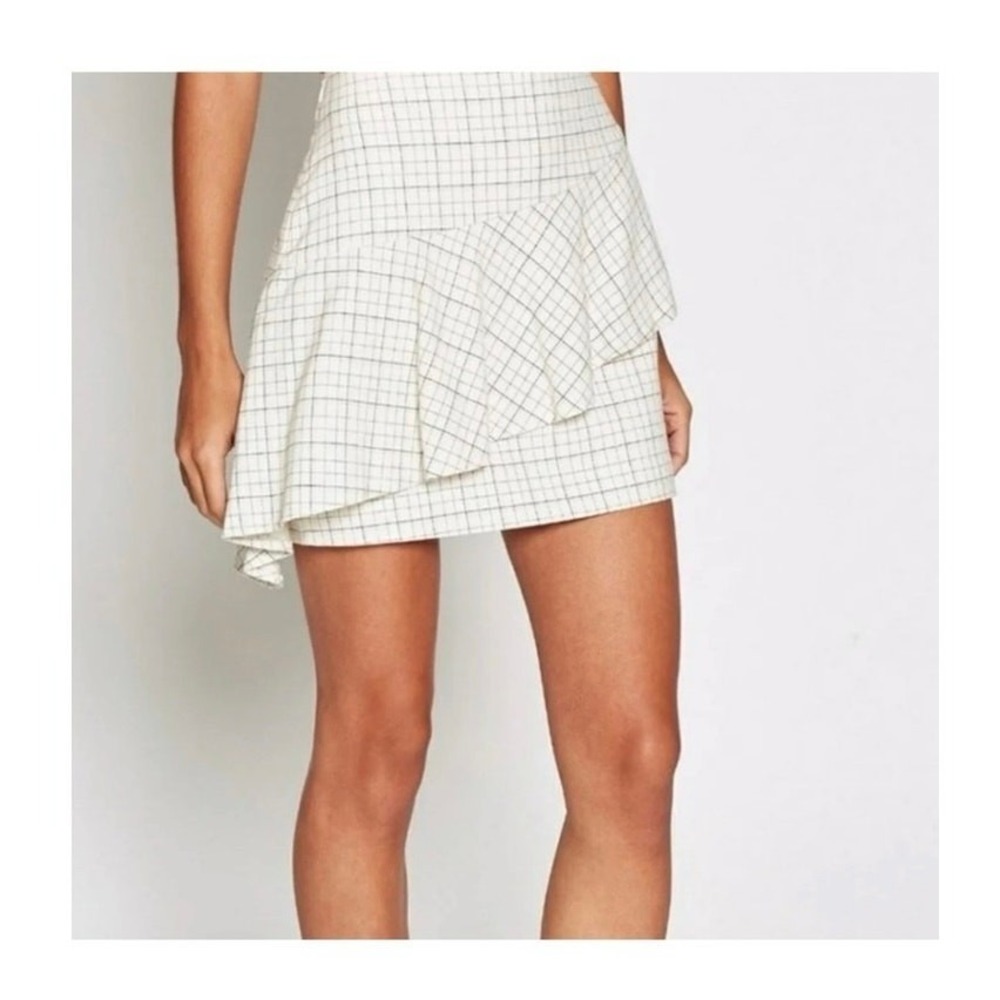 Joie Plaid Ruffle Mini Skirt Women size 10 NWT Cream skirt